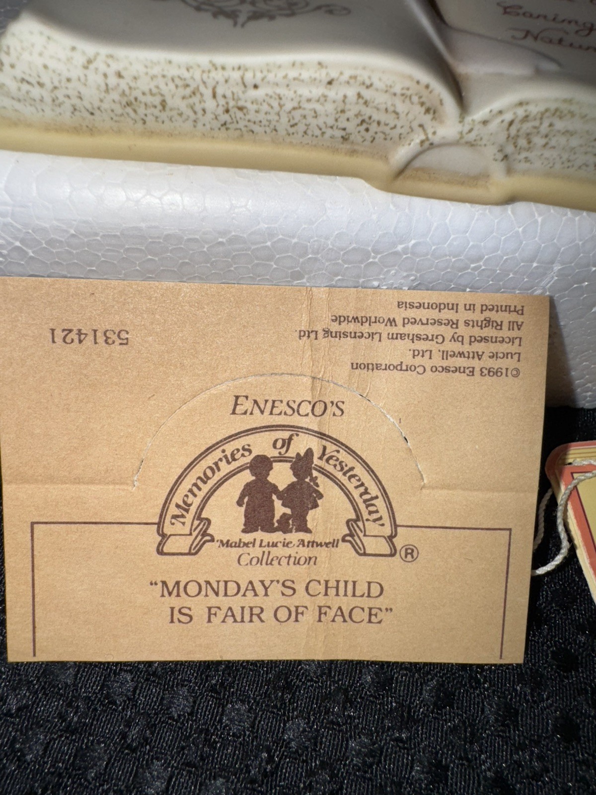 VTG. Enesco Memories Of Yesterday complete set of days of the week still in box