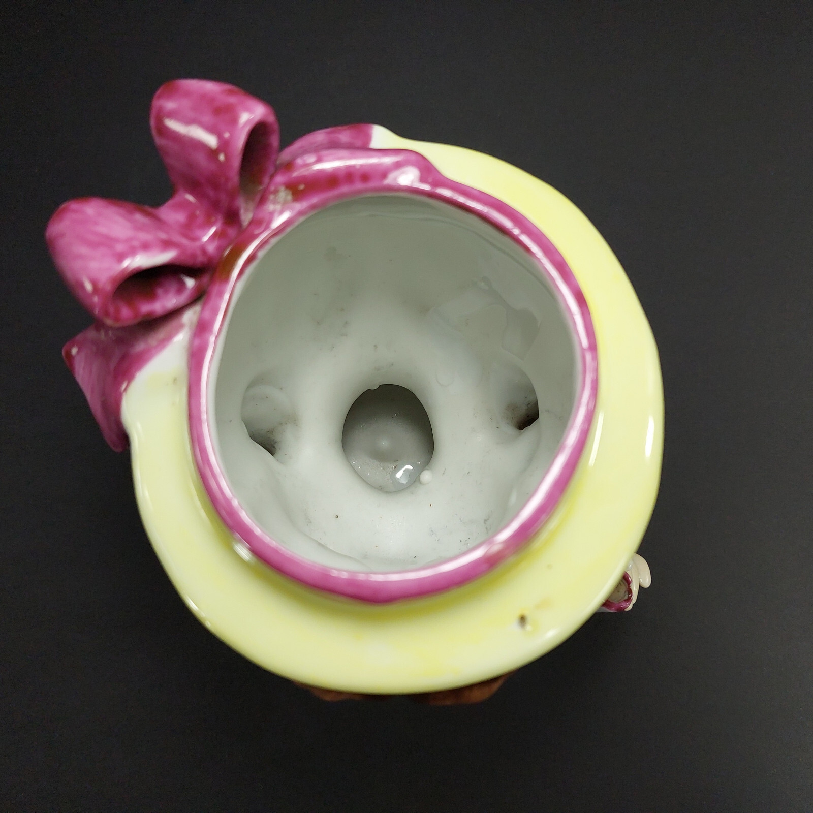 Napco Head Vase Planter Pink Plaid Pigtailed Porcelain Unbrella Lady Japan