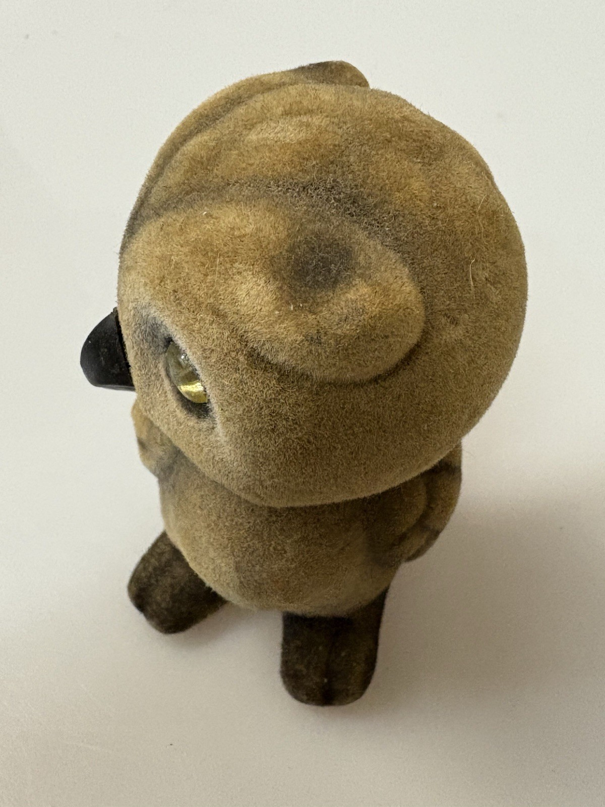 Vintage Josef Originals Flocked Fuzzy Brown Owl Figurine 3.5″ Made In Japan