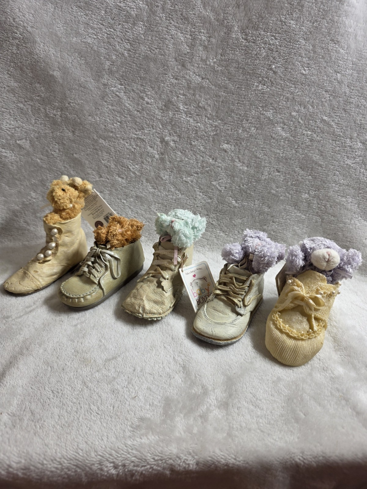 Boyds Bears Set Of 5 Resin Little Steps Baby Shoes With Bears