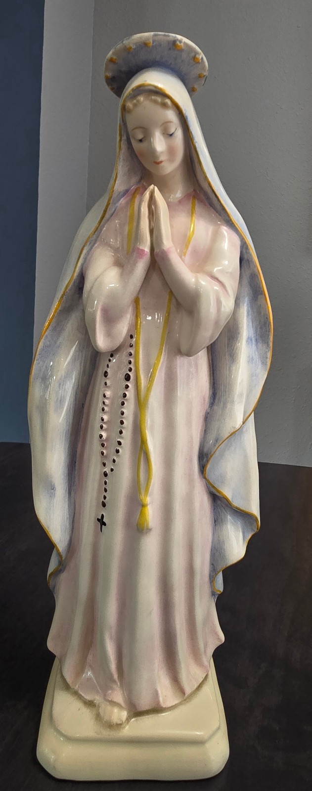 Vintage Goebel Madonna Virgin Mary Figurine TMK-2 Full Bee Germany 10.75″ Rosary