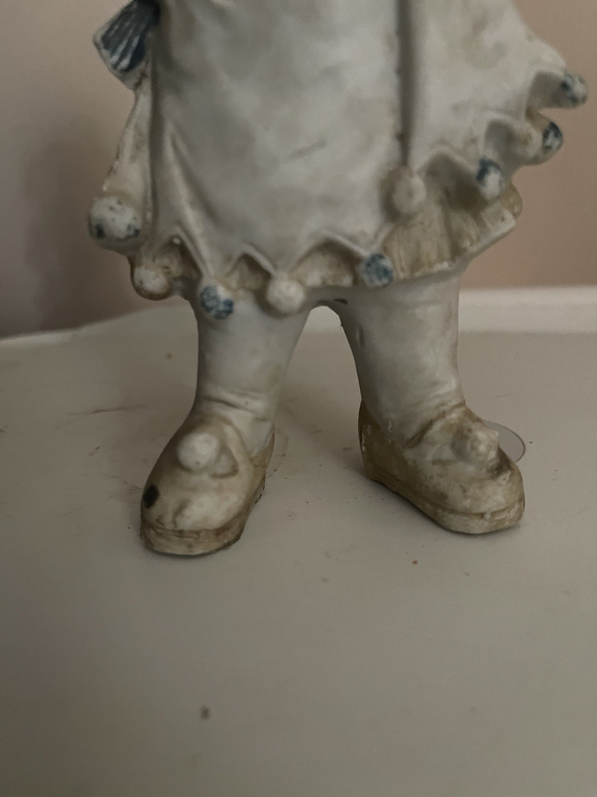 Antique Bisque Girl Figurine Rare White Matte Finish 1800’s Makers Mark