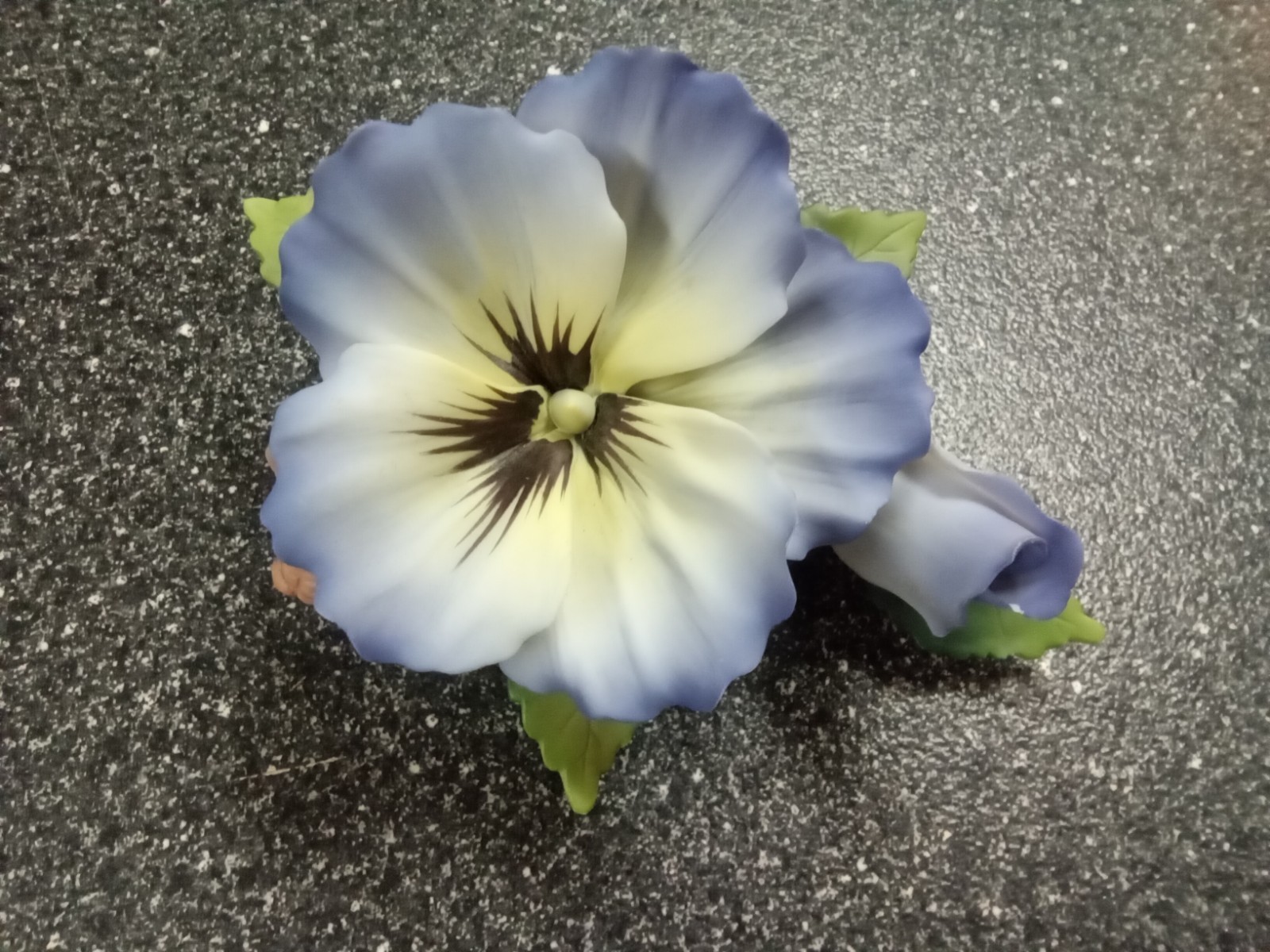 VTG andrea by sadek flowers porcelain Blue Pansies Hand Painted 3D Effect