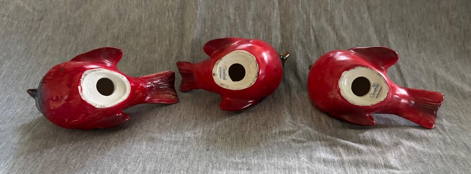 Vintage Goebel W. Germany Red Cardinal Bird Figurine Porcelain Ceramic 4”