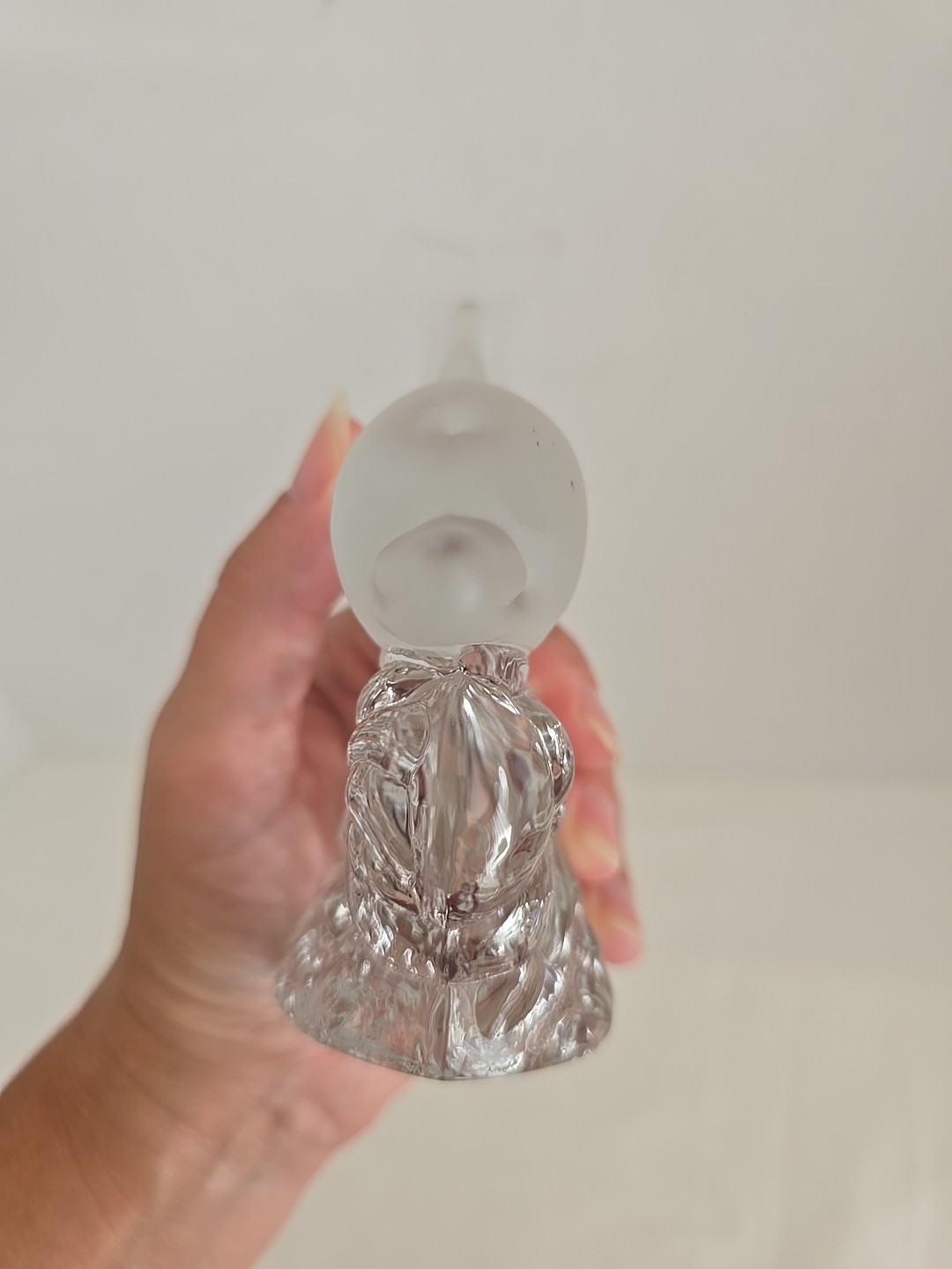 Vintage Frosted Glass Dolphin on a Clear Glass Wave – 6.25″T X 6.25″D