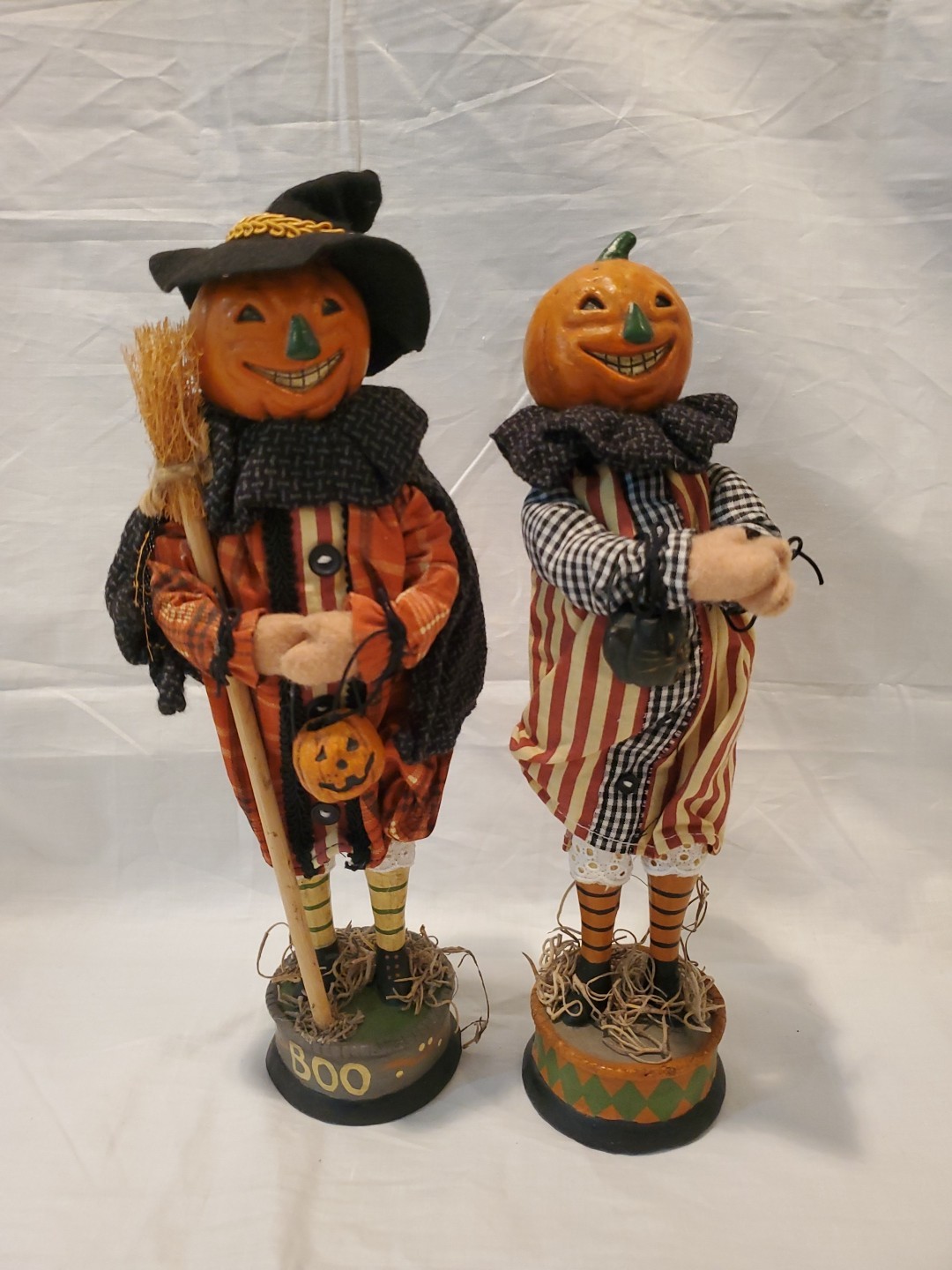 CJF Design Halloween Pumpkin Head Jack O Lantern Figures Set Of 2