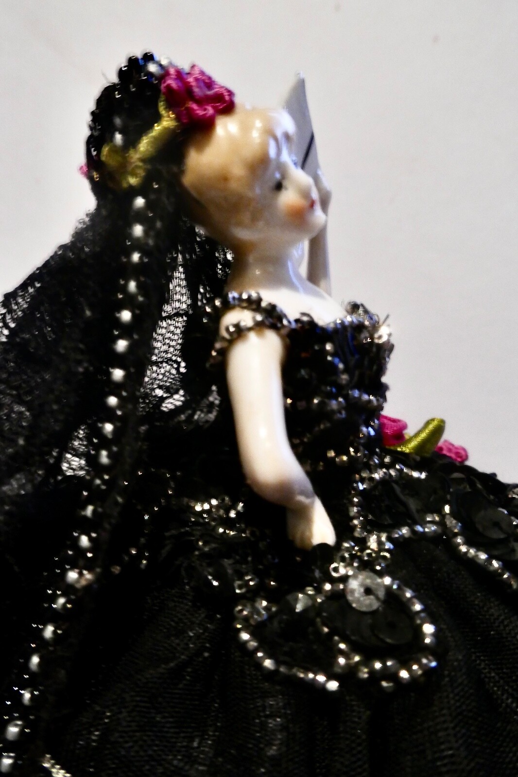 Fine Antique German Spanish Theme Half Doll Arms Away With Legs Pin Cushion