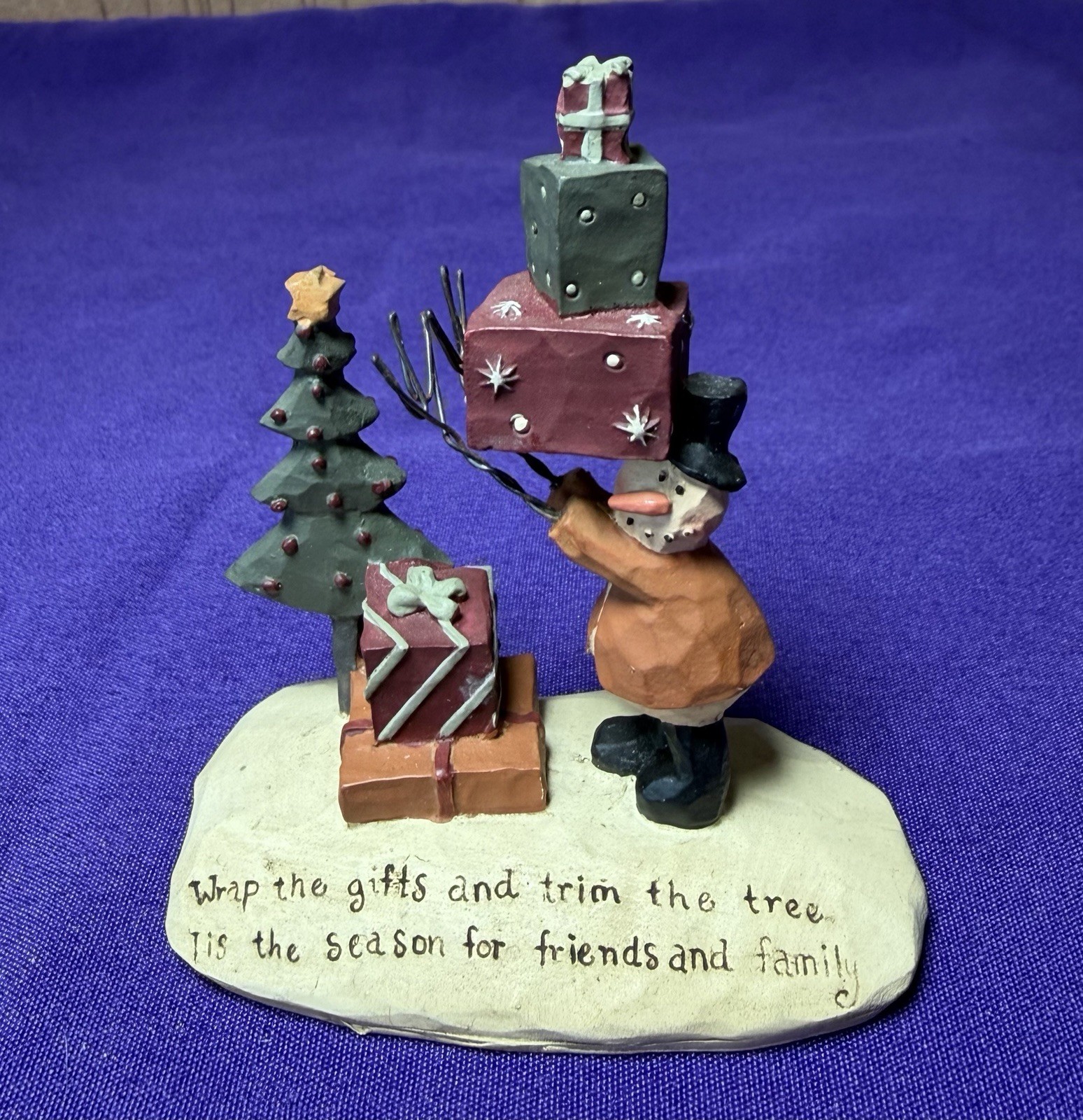 Blossom Bucket Snowman Christmas Shelf Ornament By Suzi, 3” X 2.75”