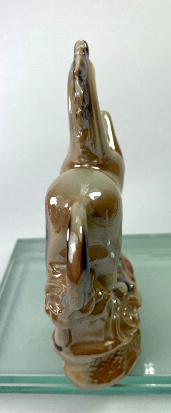 Vintage Stallion Horse Figurine Iridescent Glaze Prancing Festival Brazil Ad5