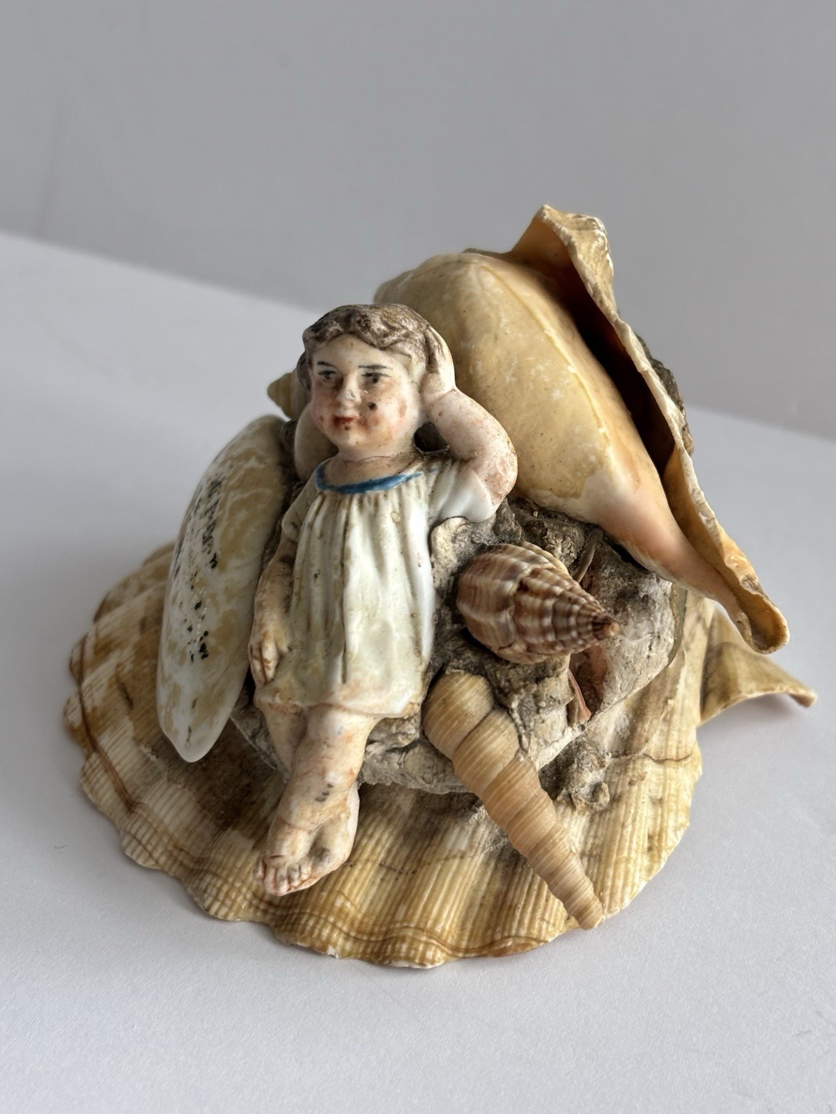Victorian Antique Seashell Art Porcelain Figurine 1904 Worlds Fair Souvenir