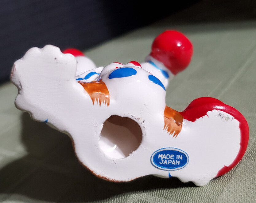 2 Vintage Ceramic Tumbling Clowns – made in Japan – 3.5″ tall – Excellent shape