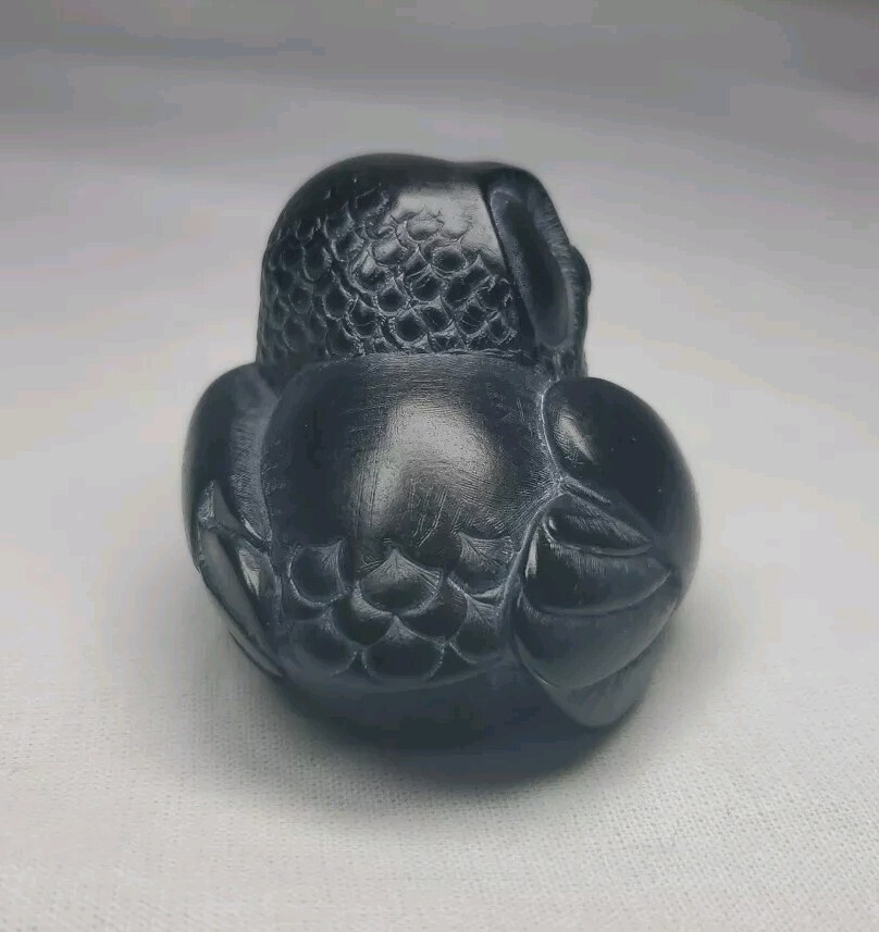 BOMA Carved Black Stone Resin OWL Made in Canada Authentic Reproduction w/ Tag
