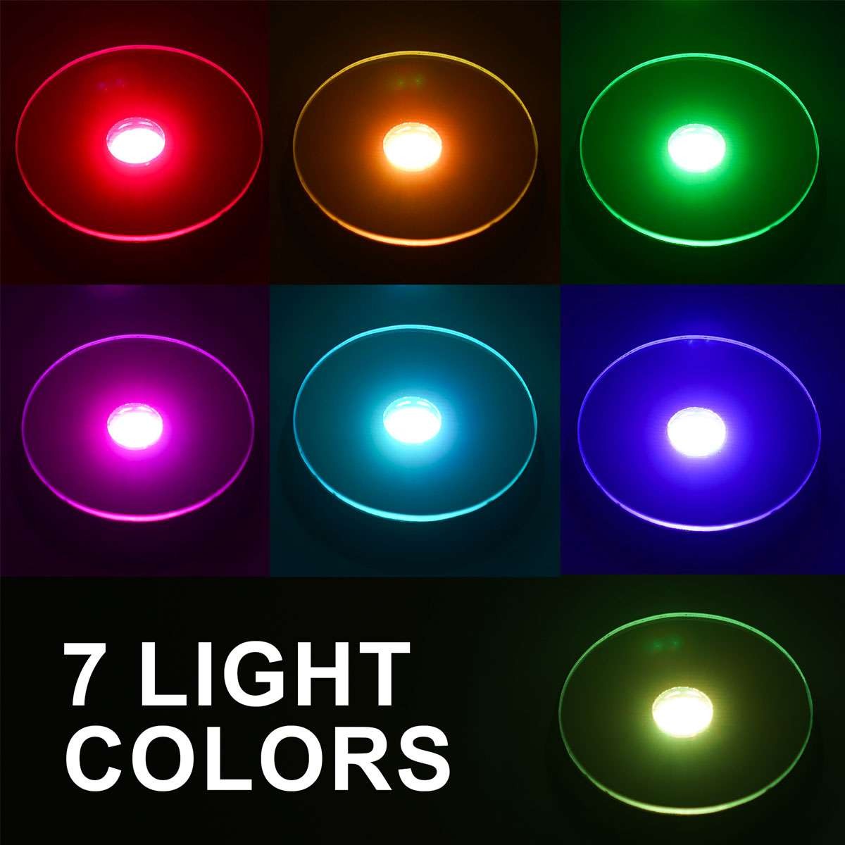 1-2X LED Light Display Base Stand 7 Color Lamp Holder Crystal Glass Art Figurinm