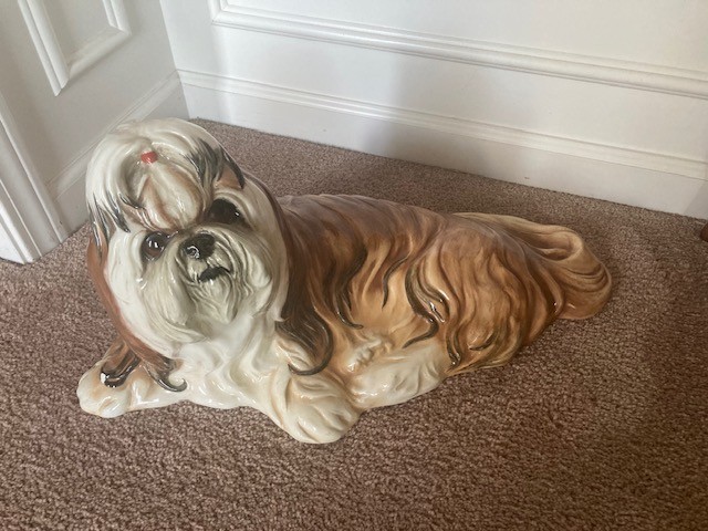 Townsends Ceramics Shih Tzu Dog Sculpture 1978 Free Shipping- See Photos