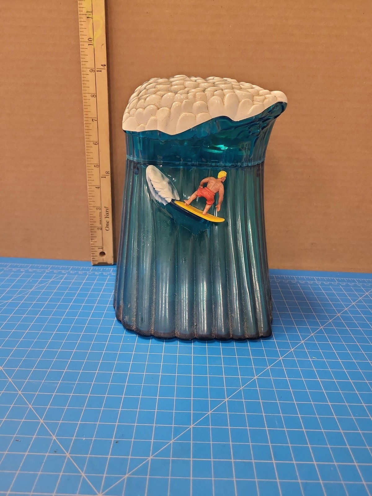 Vintage Musical Surfer Wave Cookie Jar Storage Beach Boys Surfin USA Blue Decor