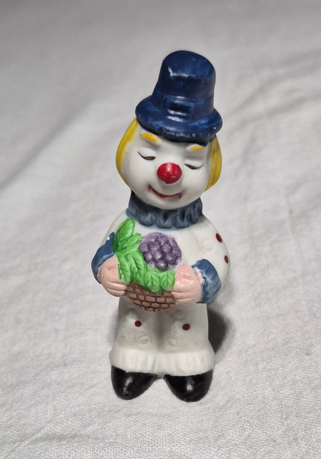 Lot Of 10 Vtg. Miniature Porcelain Bisque Clown Figurines Napcoware 1980s 2.5″