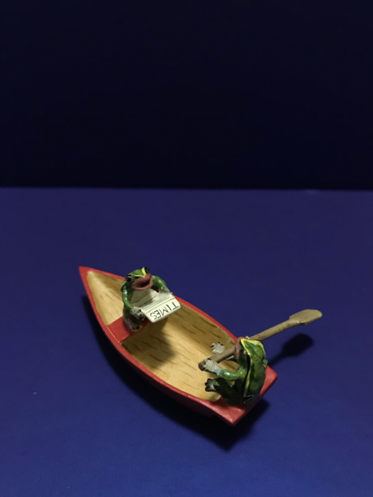 Frogs Rowing Bronze Figurine