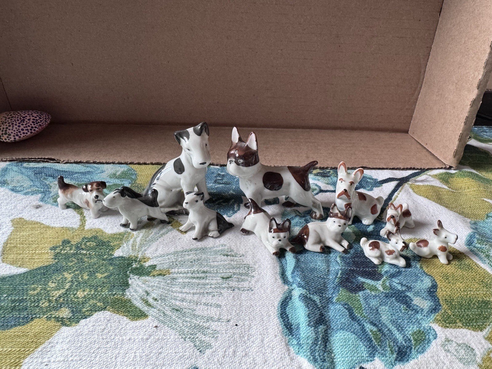 Vintage Bone China French Bulldog And Jack Russell Figurines Lot Of 11