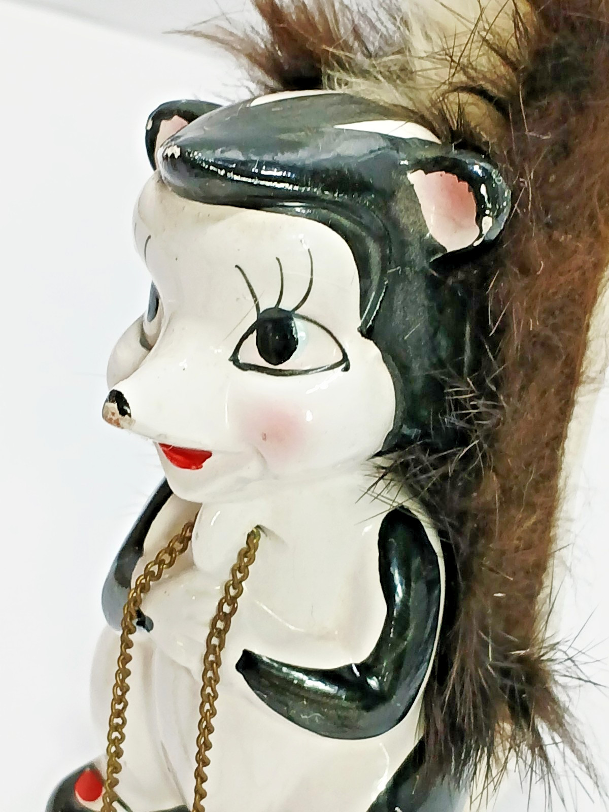 Vtg 1950s Anthropomorphic Skunk Family Mom Babies Chain Ceramic Figurines Japan