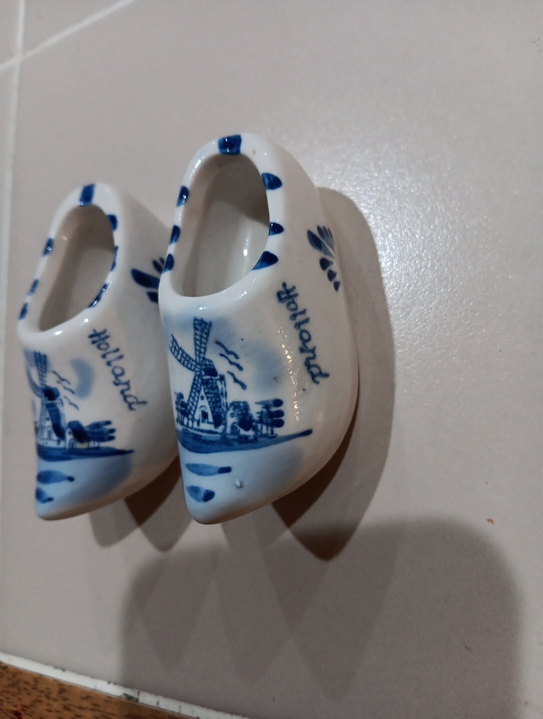 Antique Delft Blue Holland Souvenir Miniature Dutch China Clogs Shoes Decor