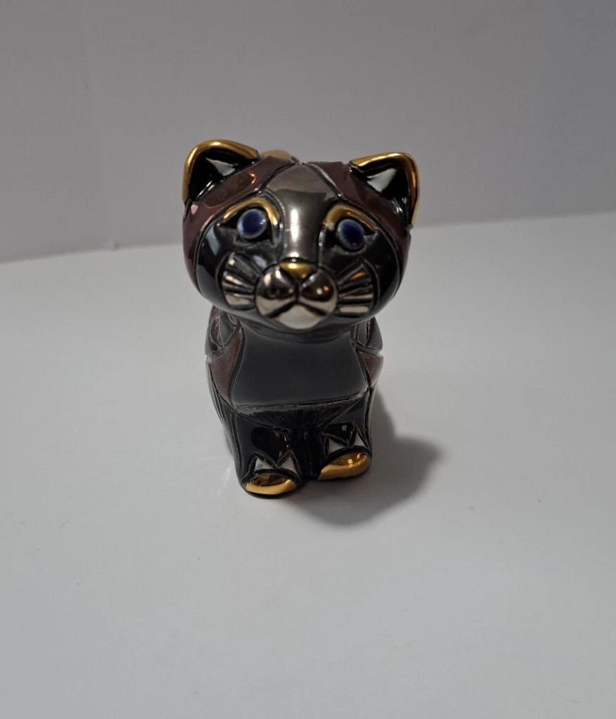 DeRosa Artesania Rinconda Cat Figurine 721 Silver Anniversary Collection Gold…