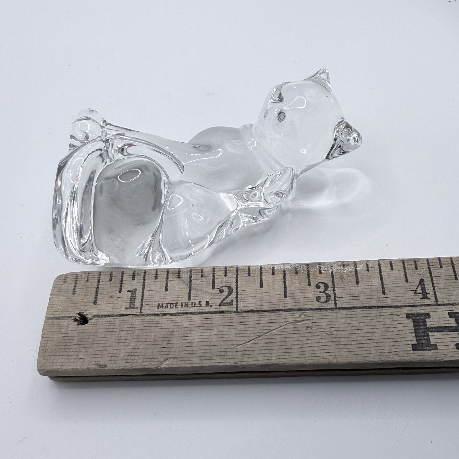Bohemia Lead Crystal Cat Figurine 24% Pbo Czech Republic 3.5” Clear Glass