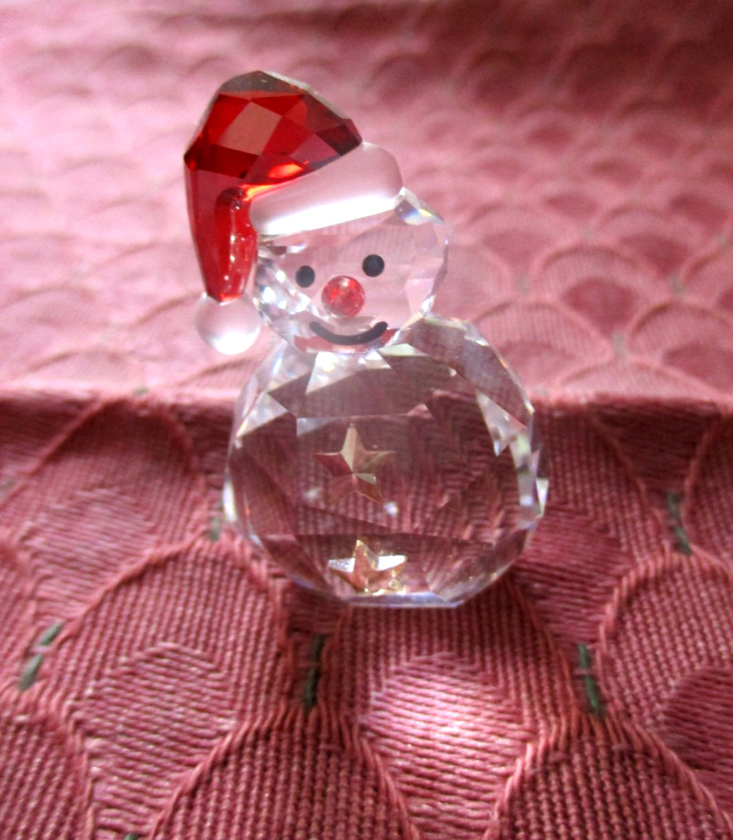 Swarovski Rocking Snowman Small Size Clear w/ Red Black Gold Accents No BOX