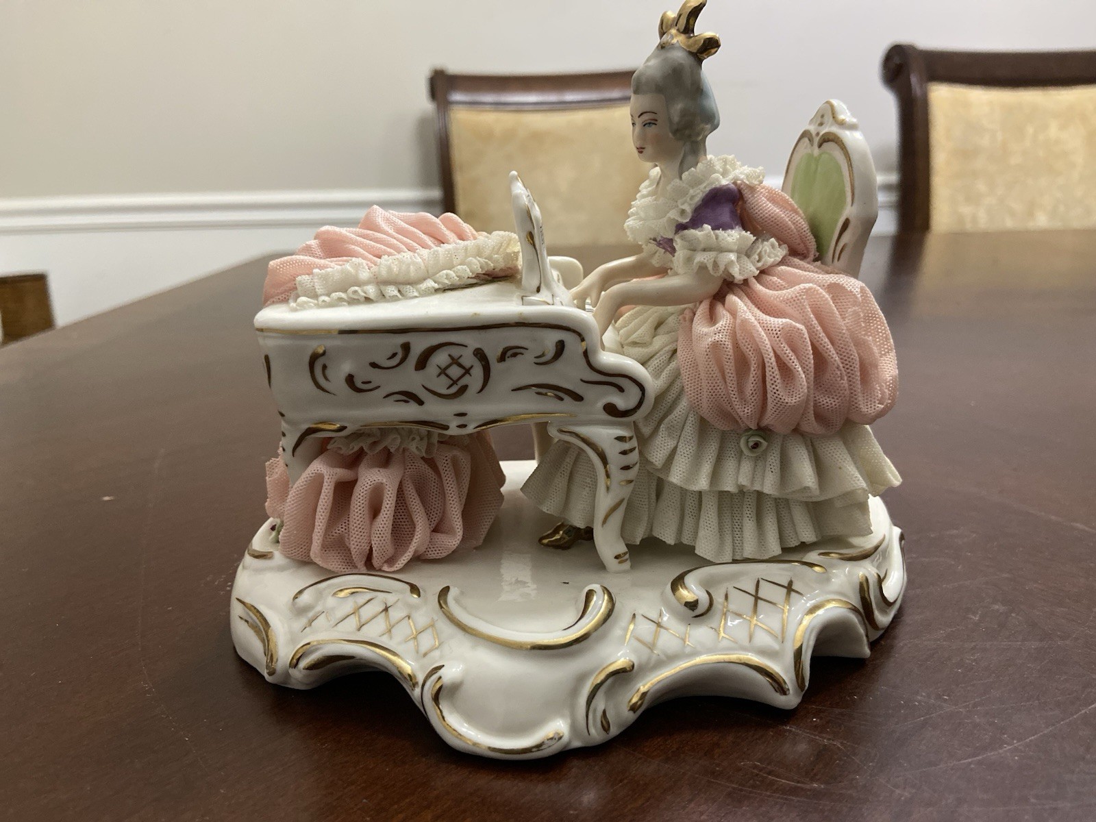 RARE! Vintage Dresden Art Musician Porcelain Figurine”W R”Mark Wilhelm Rittirsch