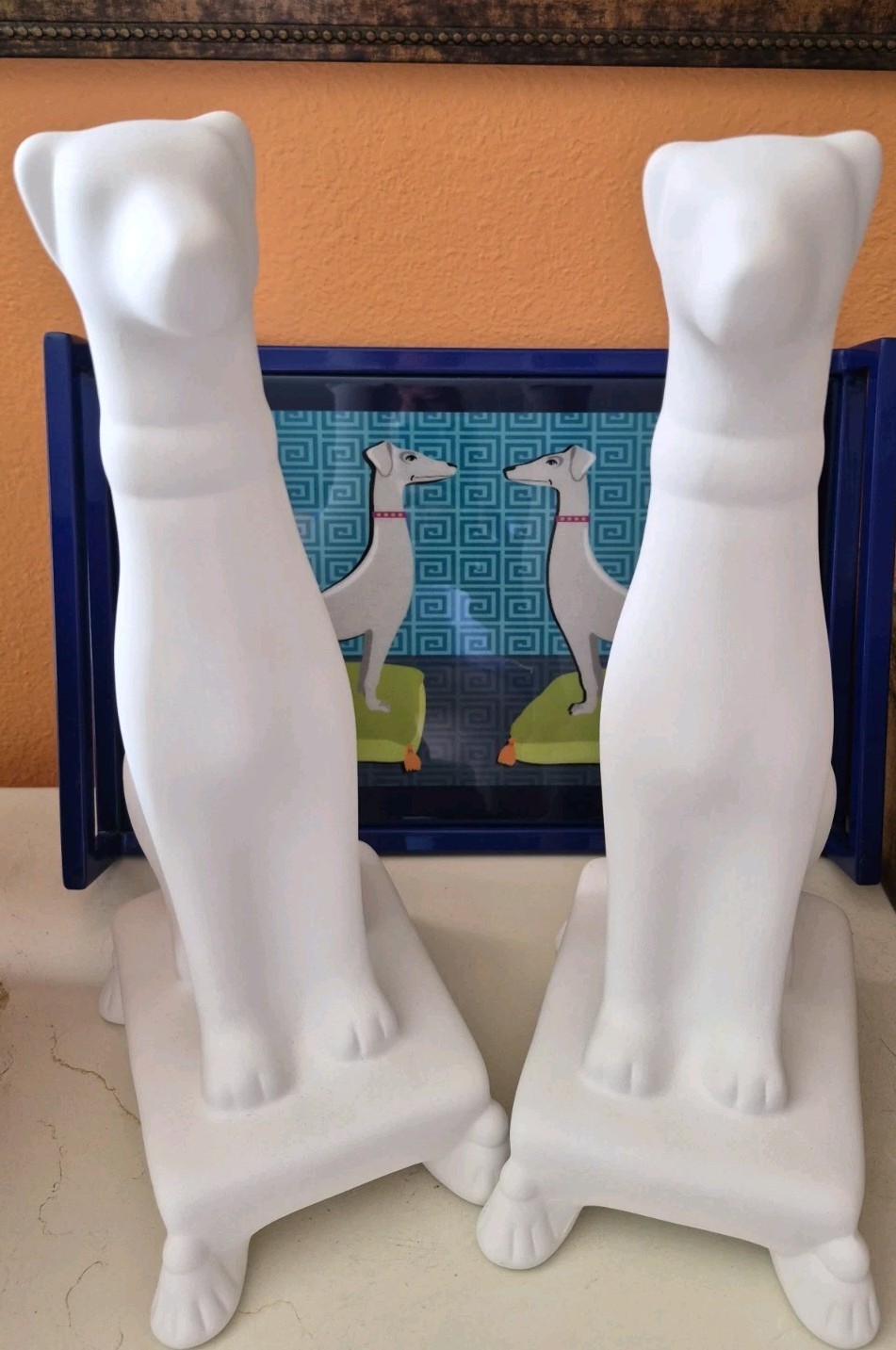 Jonathan Adler Pair of Greyhound Dogs Ceramic Figurines- 14″H