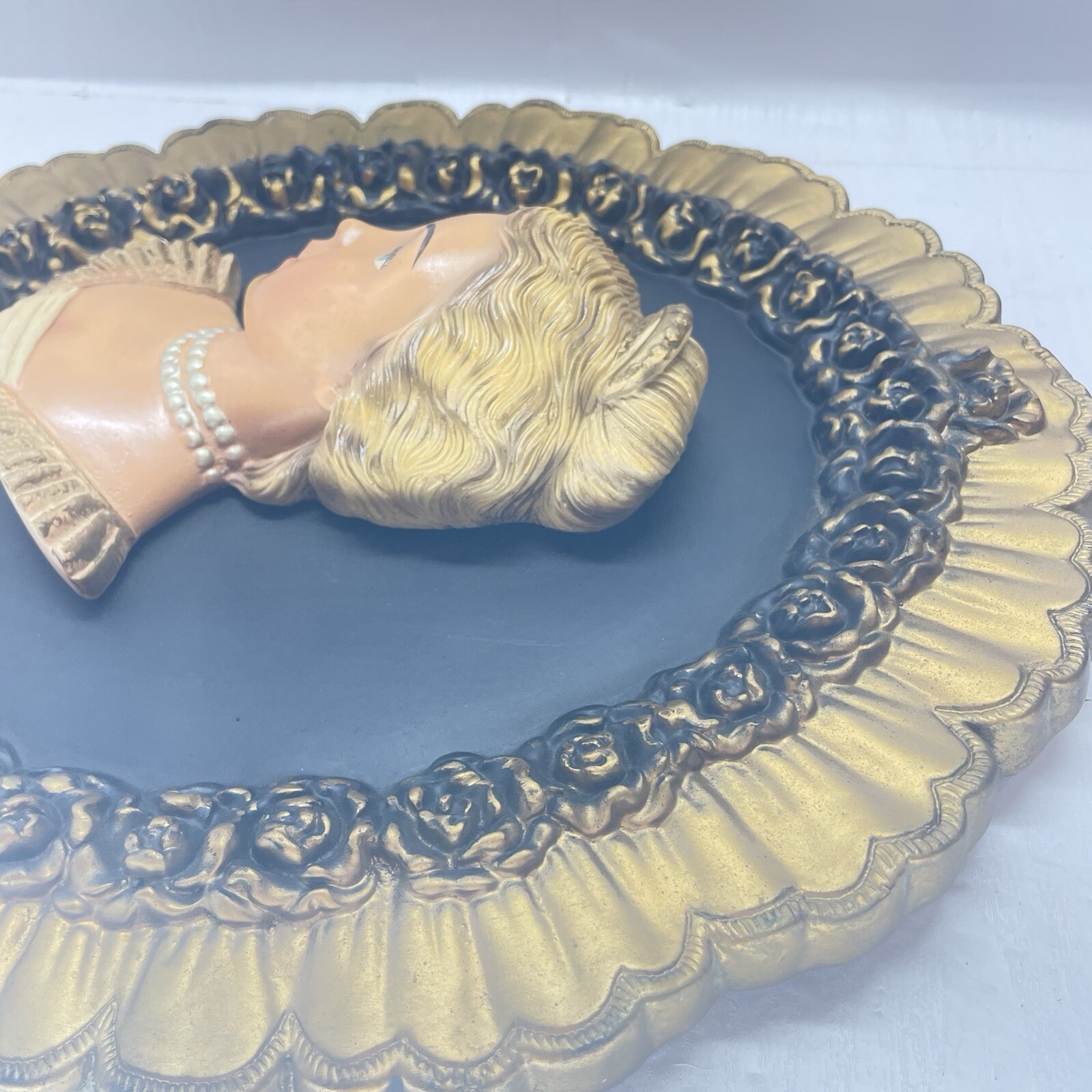 Vintage Chalk Ware Bust Wall Plaque Victorian Lady