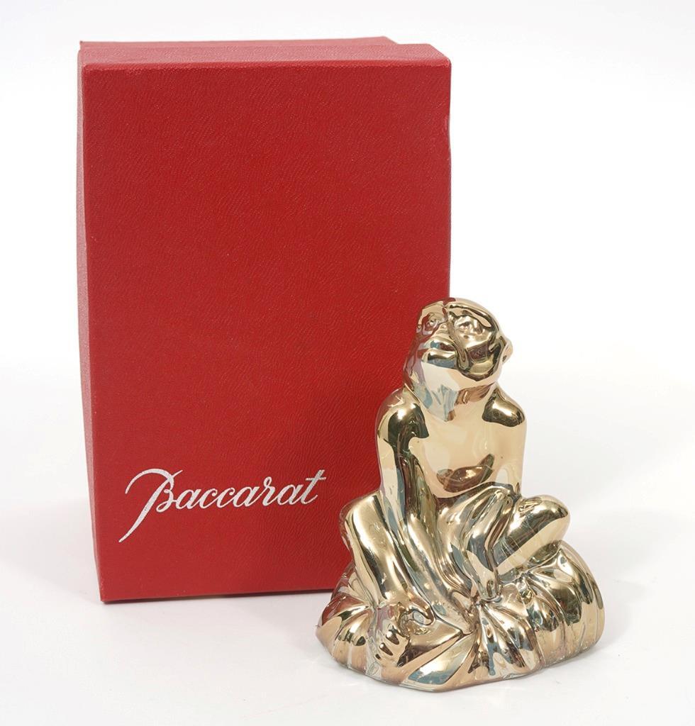Baccarat Crystal Gold Zodiac Monkey Figurine, 3 3/4″ NIB