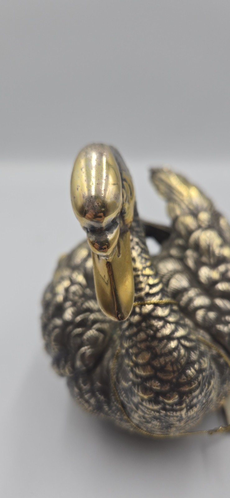 DArgenta Silver Sculptures Silverplate 24k Gold Plated Swan Figurine 5.25″