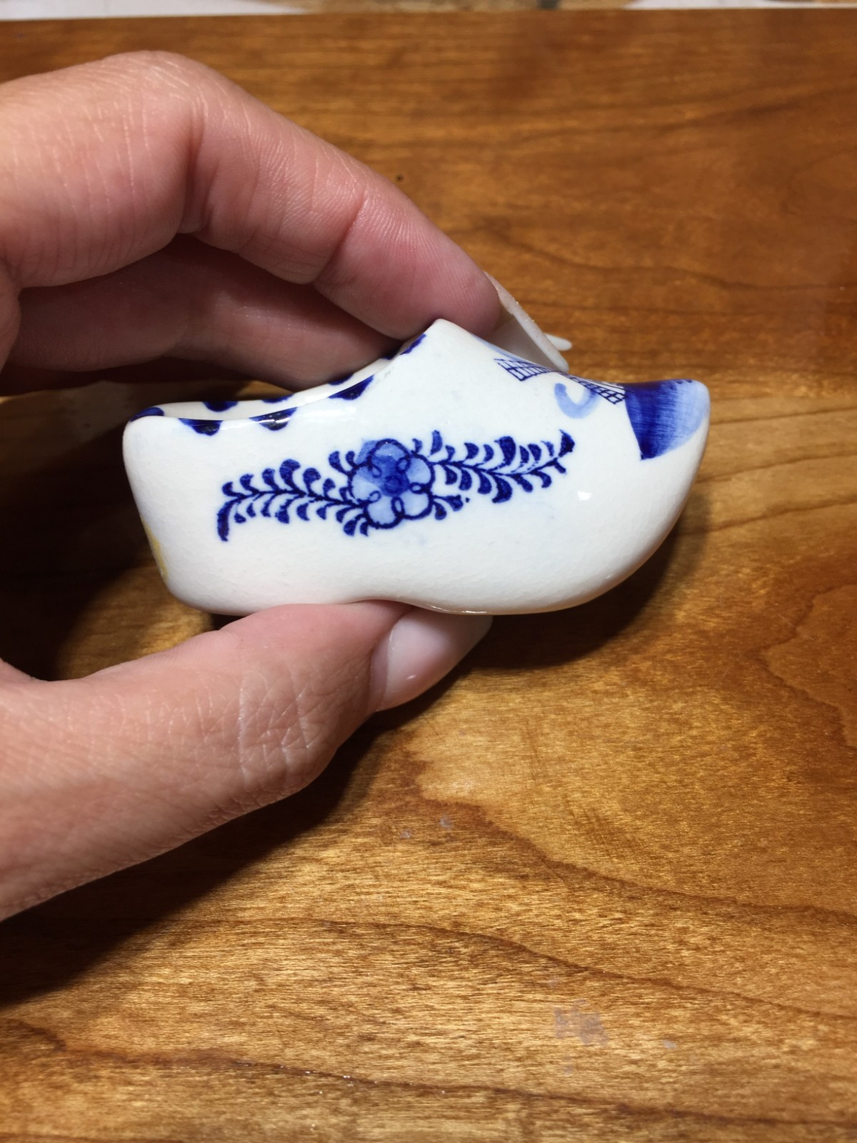 VTG Hand-Painted Delft Blue Porcelain Decorative Clog Holland 3.25″