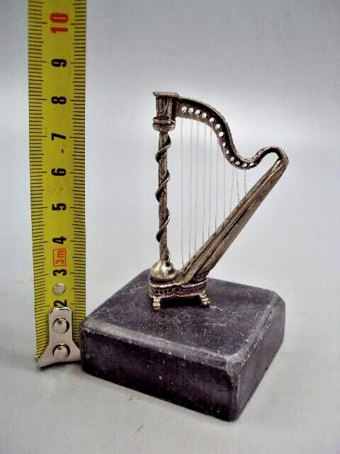 Elegant Silver 800 Harp Figurine on a stand – A Luxurious Artistic Art of the Ha