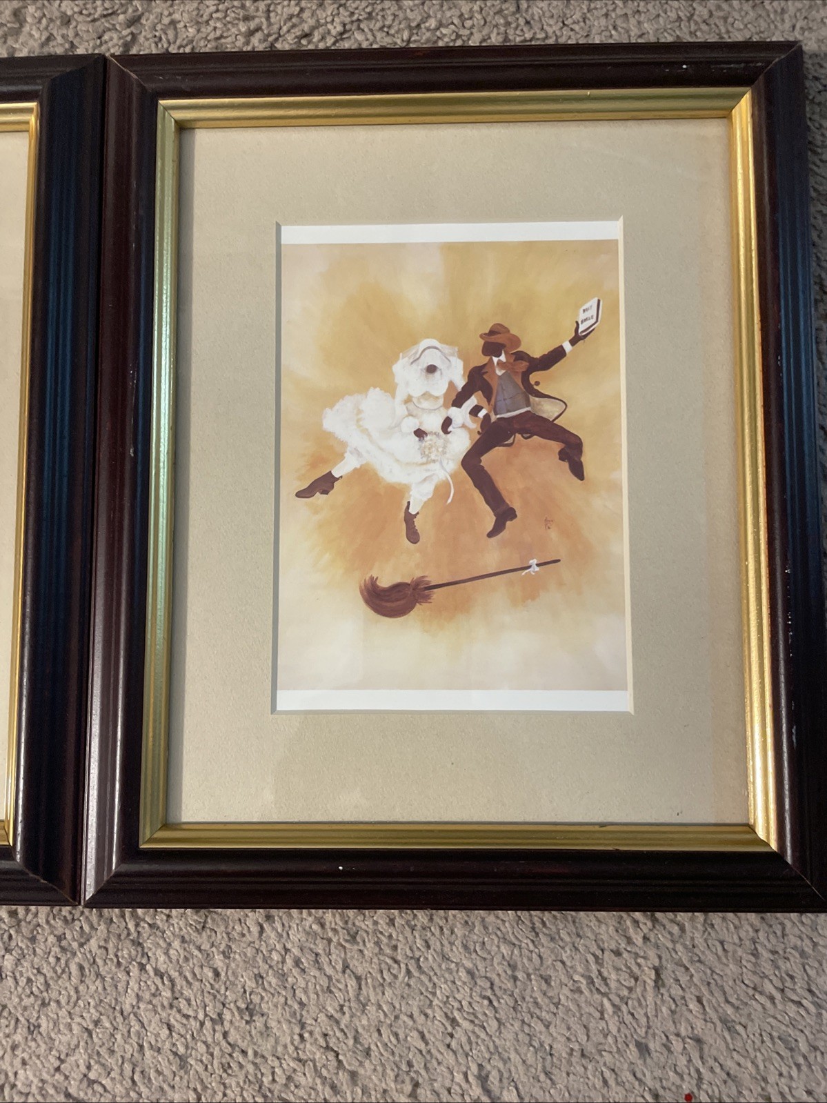 Annie Lee ‘8 1/2 Narrow’ & ‘Jumping The Broom’ Original Frames Vintage Art