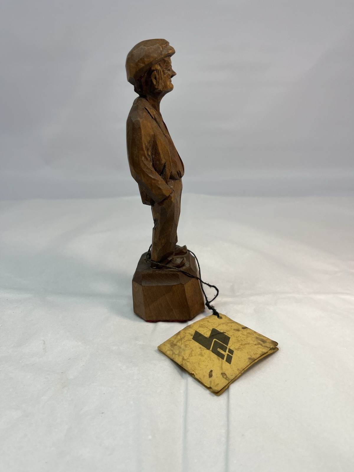 Caron Carving Older man Hands in Pocket Folk Art 6 Inches Tagged And Signed