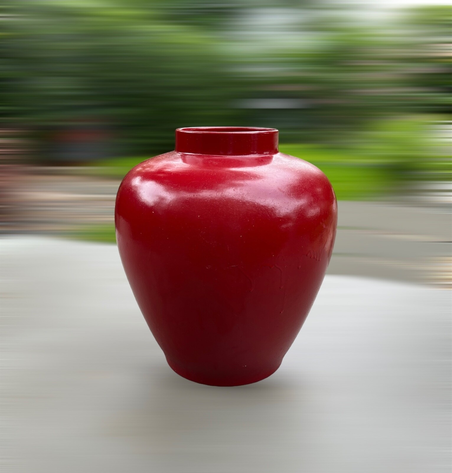 Rare 1970s TOMASSO BARBI Blood Red Ceramic Vessel (15”h) – Made in Italy