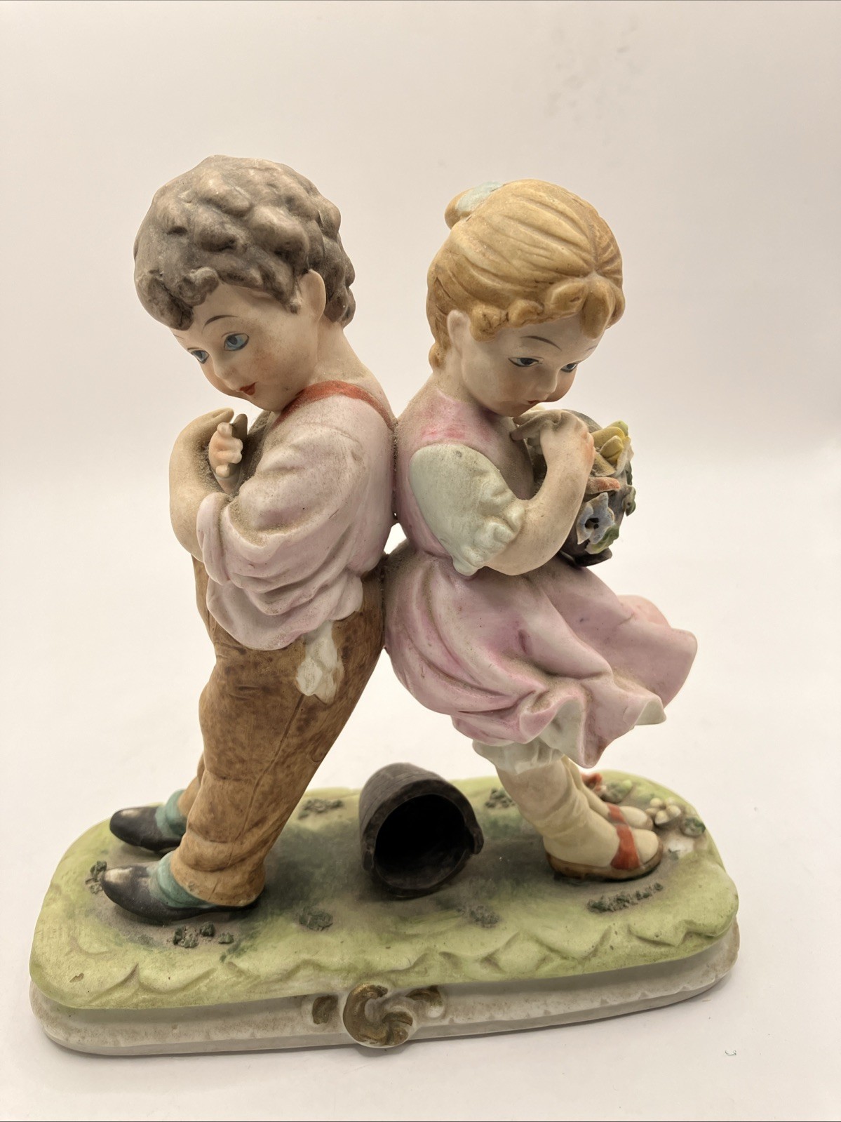Vintage Capodimonte Porcelain Figure of a Young Boy and Girl