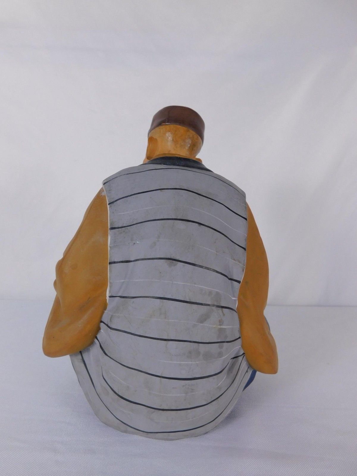 Vtg Seated Man Figurine Ceramic Medium Hand Painted Multicolor Decor Statue