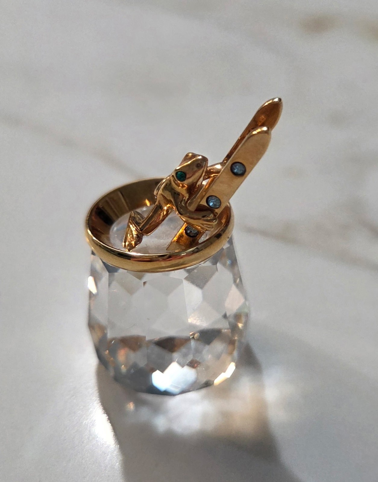 Swarovski 2002 Crystal Memories 18K Gold Plated Weather Frog 🐸 NMIB #289644