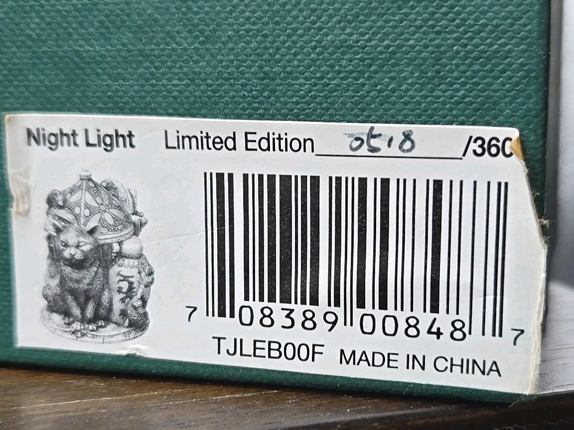 Harmony Kingdom Night Light CAT Trinket Box Figurine Signed TJLEB00F LIMITED