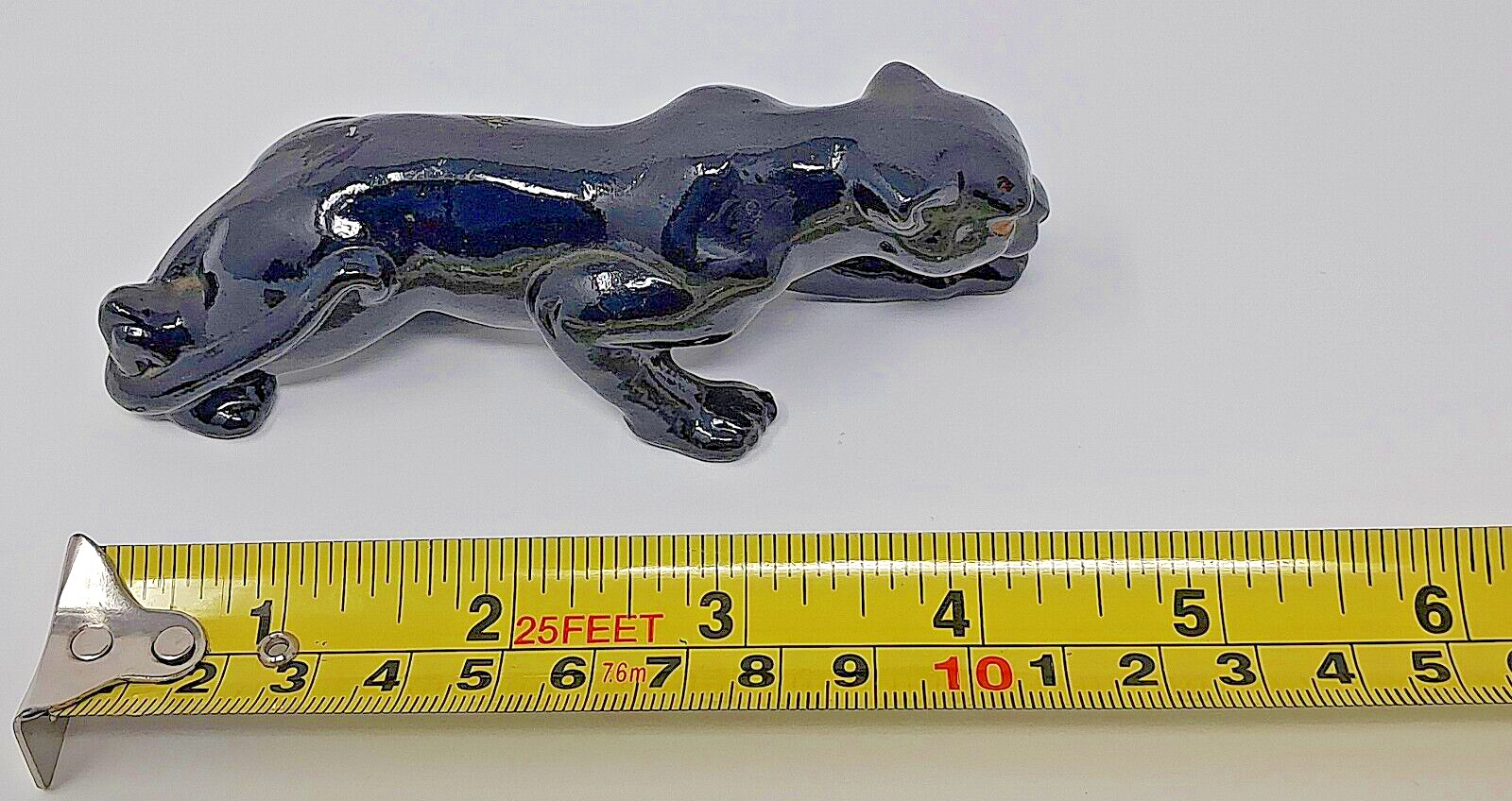 Black Panther Ceramic Figurine MCM vintage Japan 1.5″ T 4.75″ L left arm forward