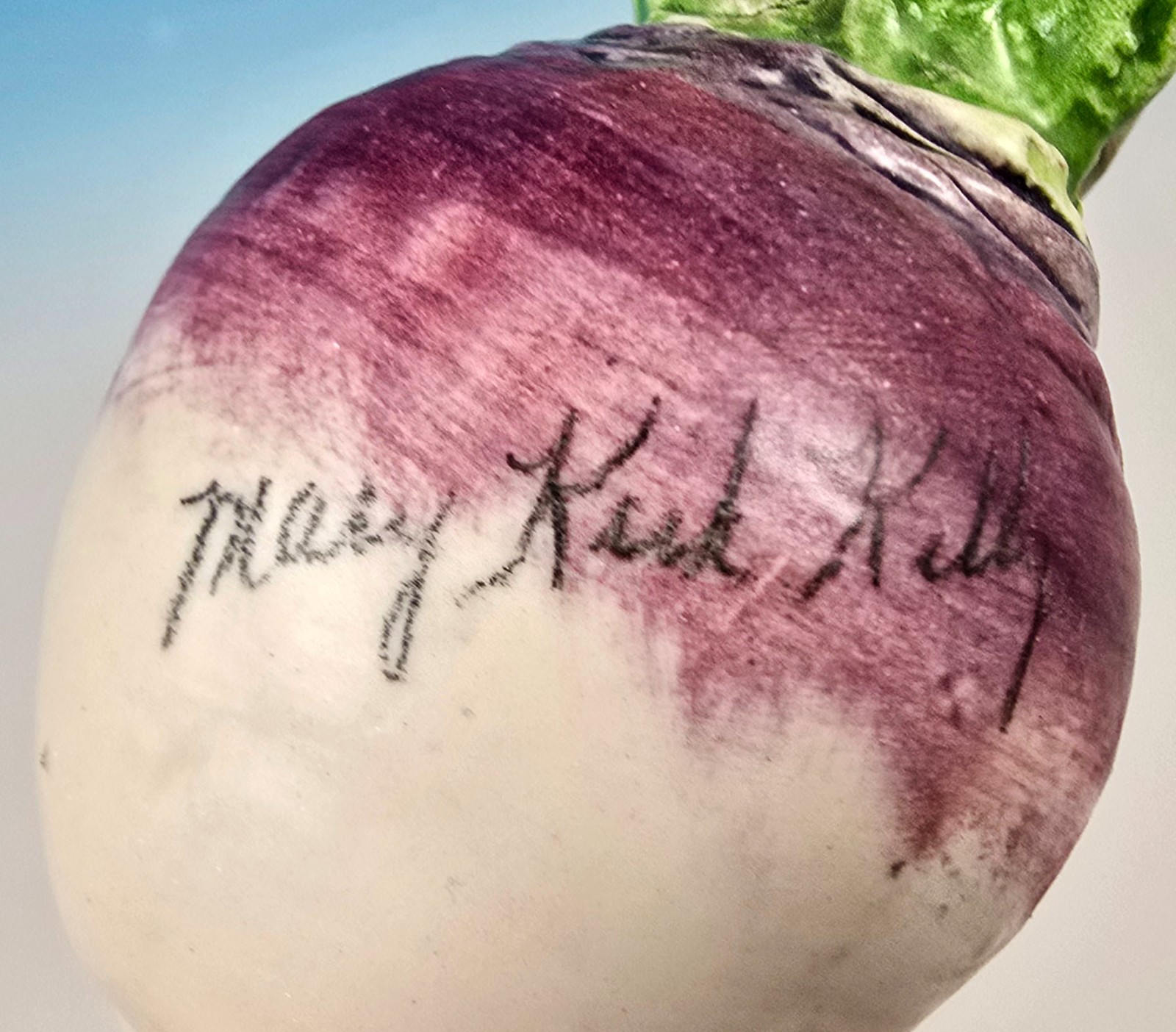 Signed Mary Kirk Kelly Turnip Ceramic Sculpture Naturalistic Vegetable Art