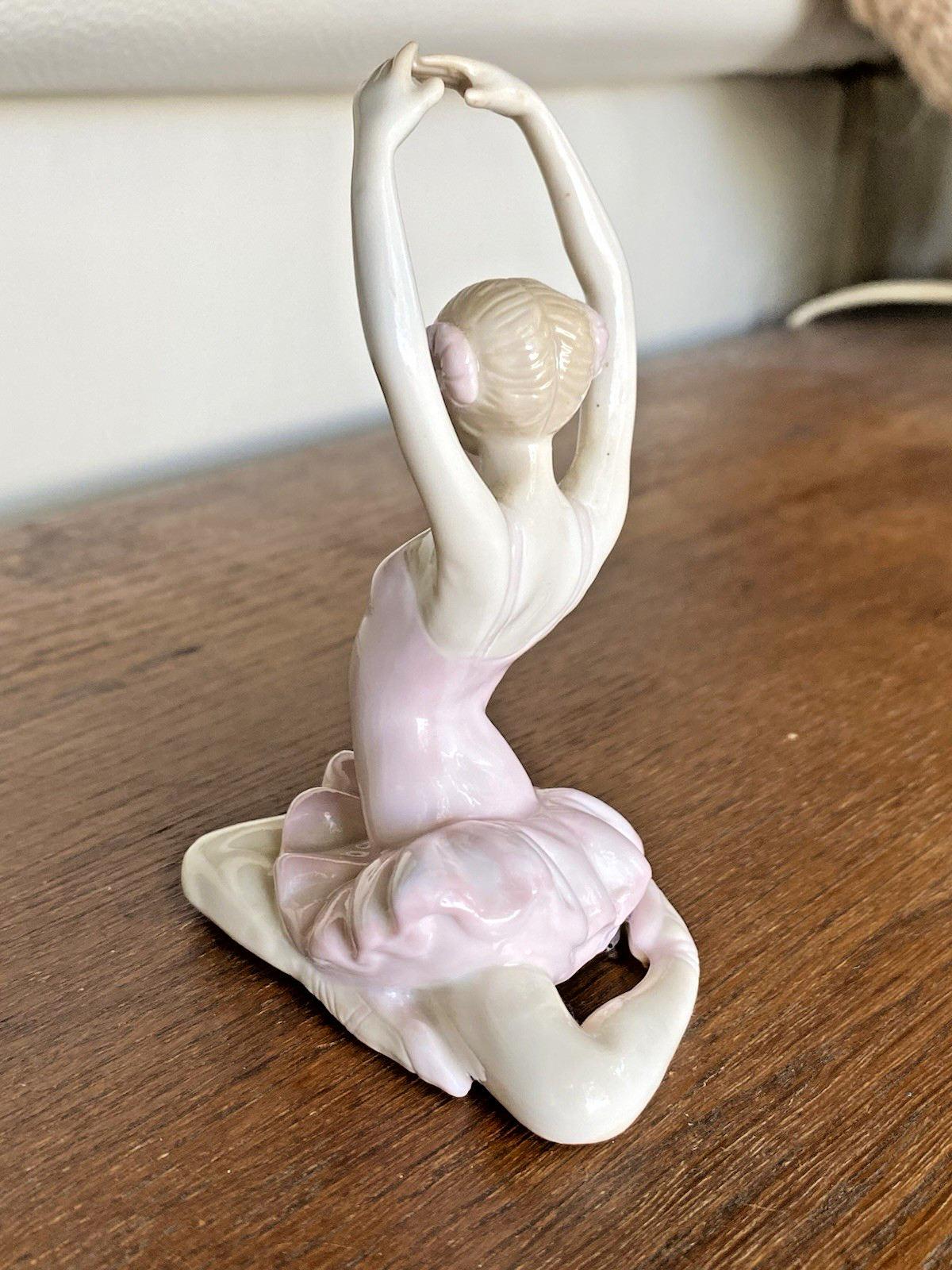 Posing Ballerina Figurine Porcelain Pink tutu Pastels, Princess Leia side buns