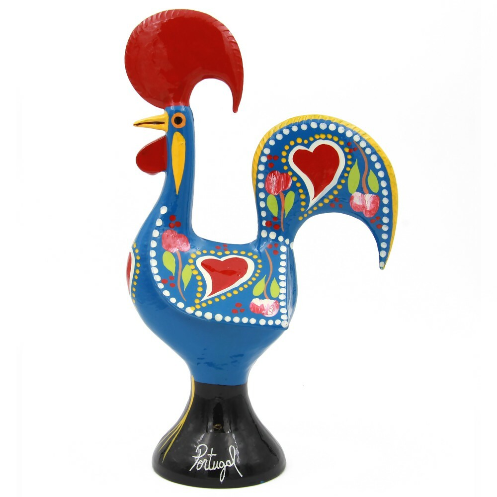 Traditional Portuguese Aluminum Blue Good Luck Rooster Galo de Barcelos
