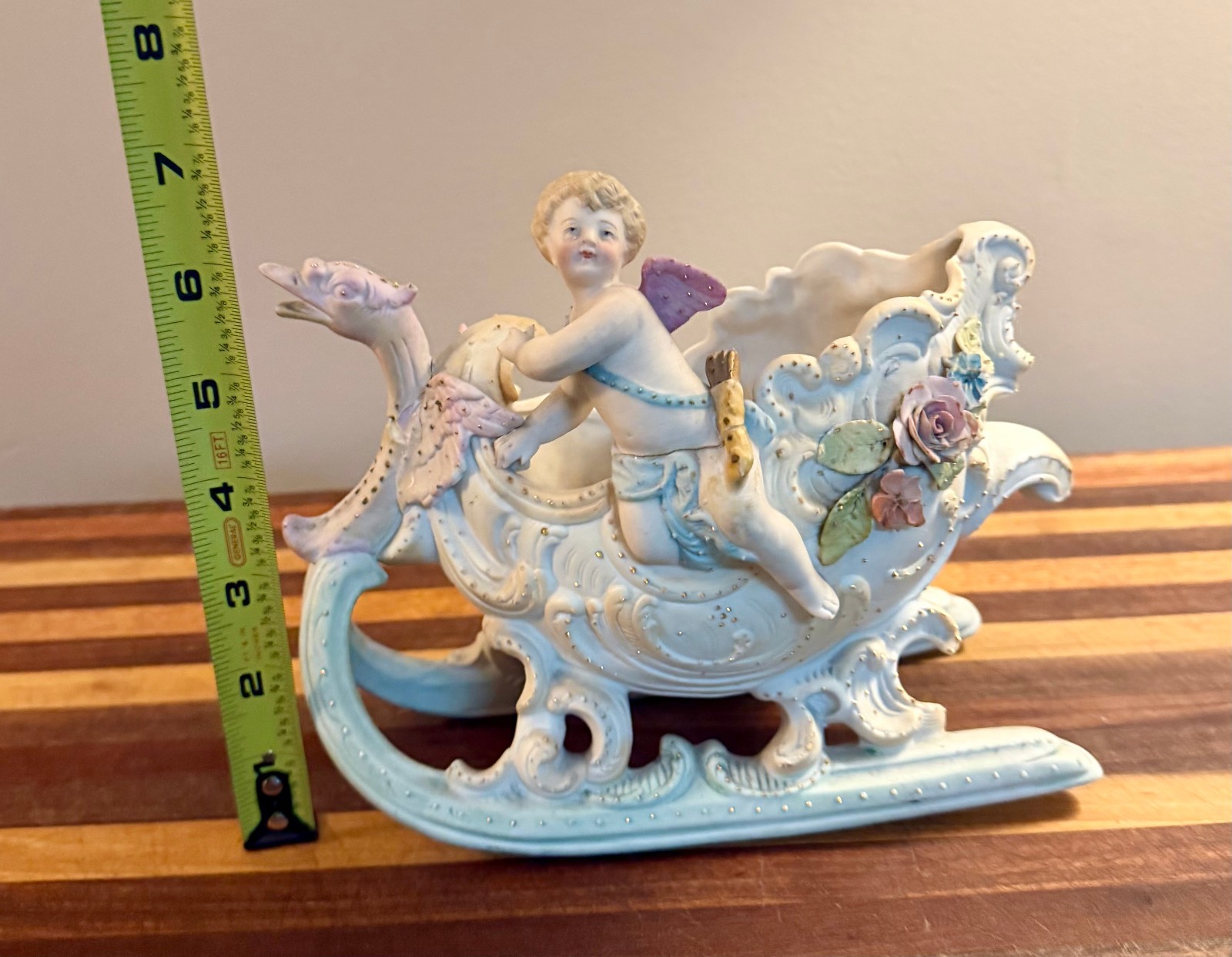 Late-19th/early-20th-c. bisque porcelain figural centerpiece in Dresden Style