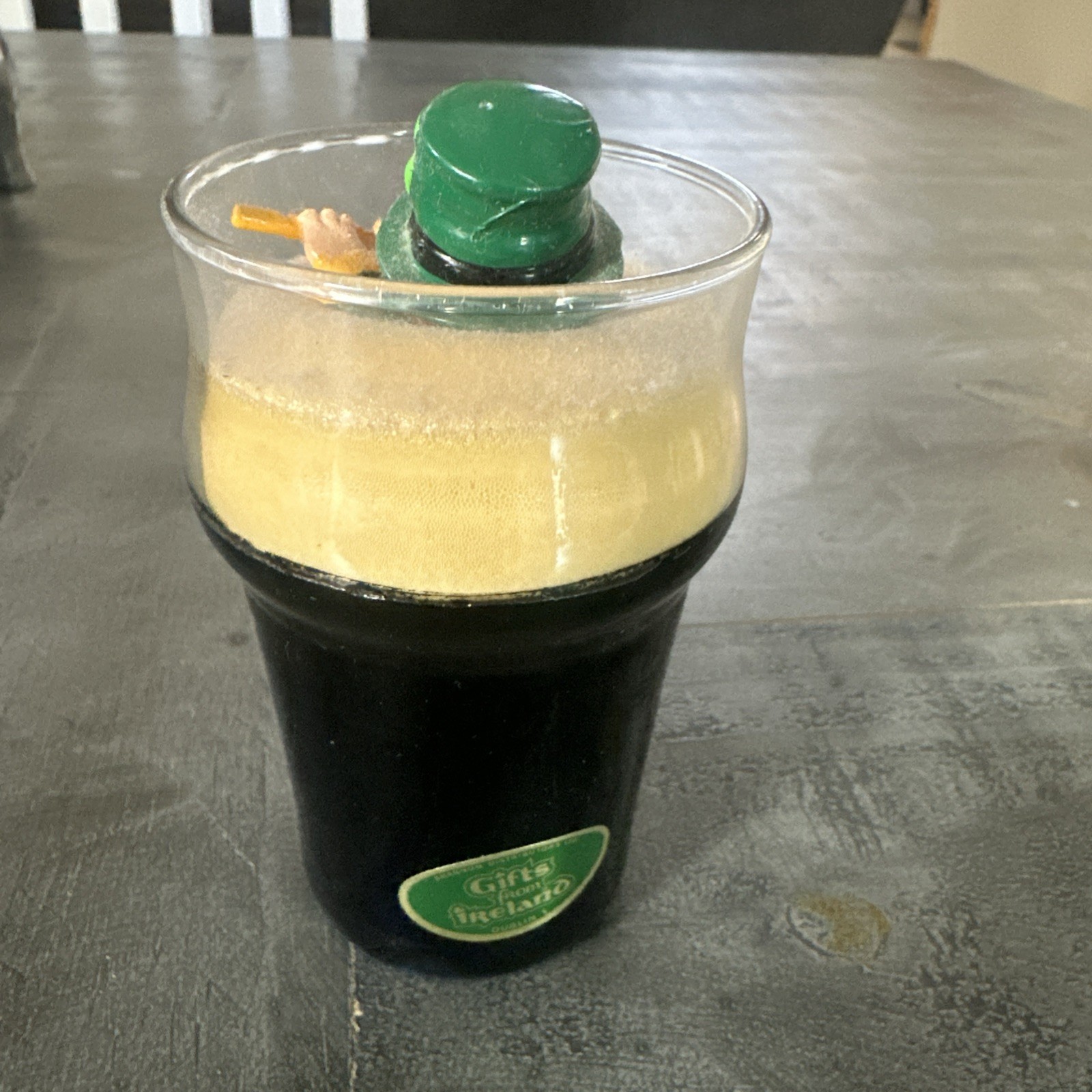 Green Hat Leprechaun Playing Flute Inside Miniature Glass “Into The Black”