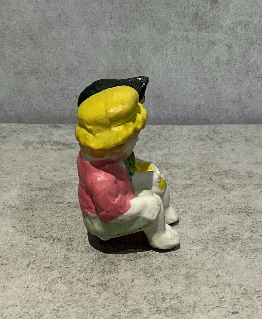 Ceramic Bisque Shelf Sitter Couple Figurine Original Wooden Block Occupied Japan