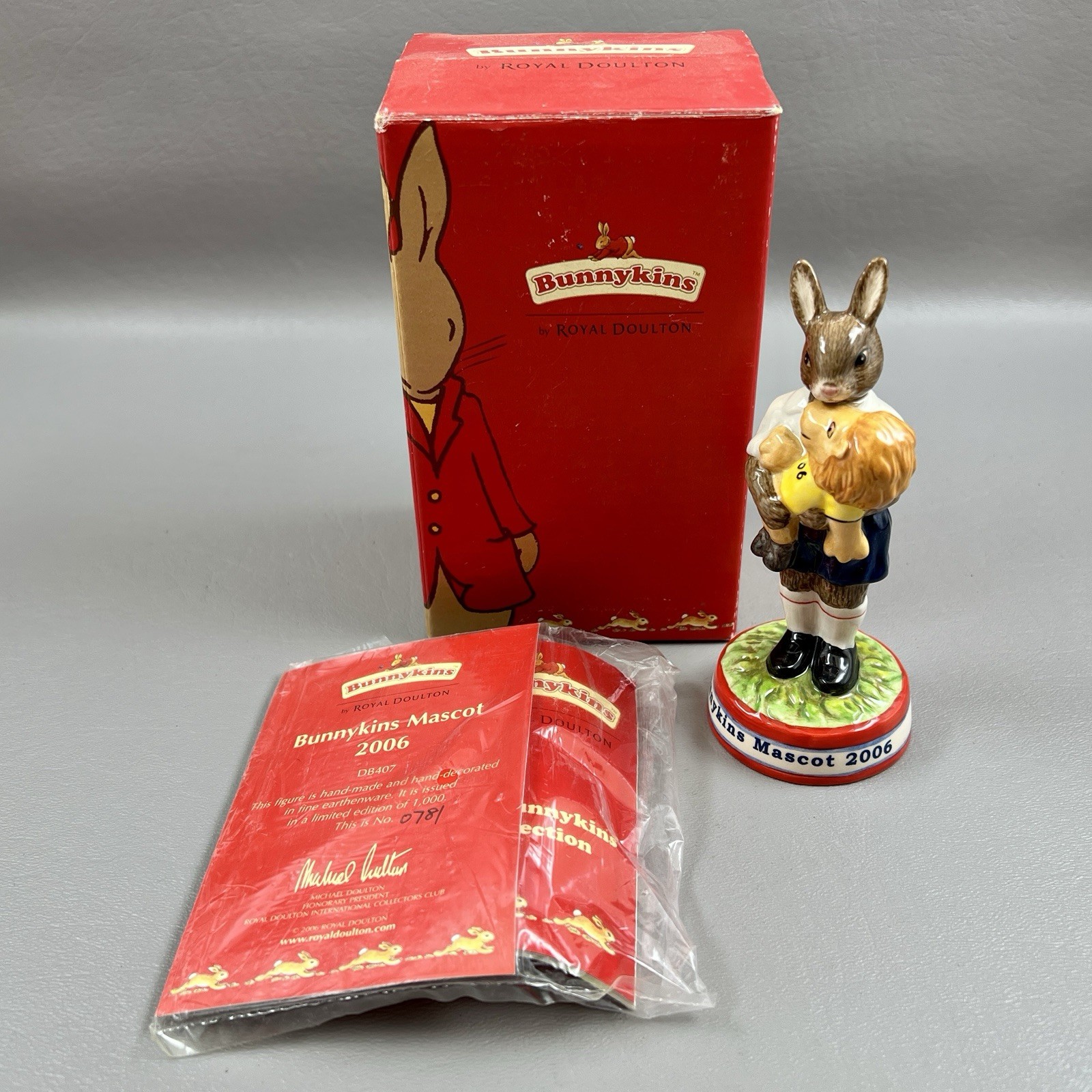 Bunnykins Mascot 2006 Figurine DB407 781/1000 Royal Doulton 2006 COA