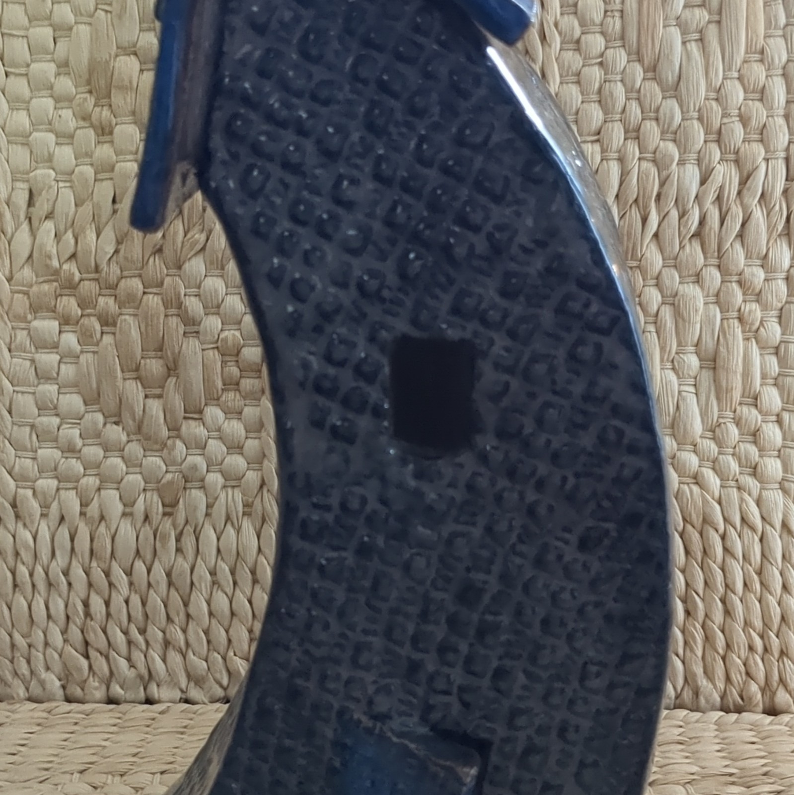 Blue Black Textured Glossy Ceramic Sculpture Signed 3D Effect Art Decor